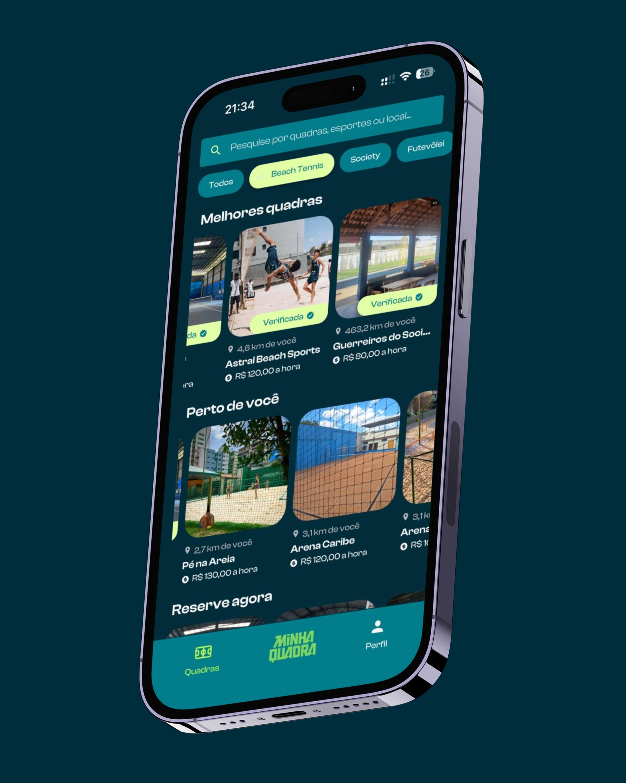 Filtre por esporte, data e horário
